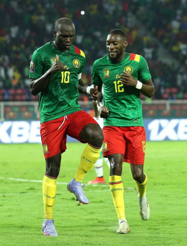 karl Toko Ekambi and Vincent Aboubakar Jubiliating a goal